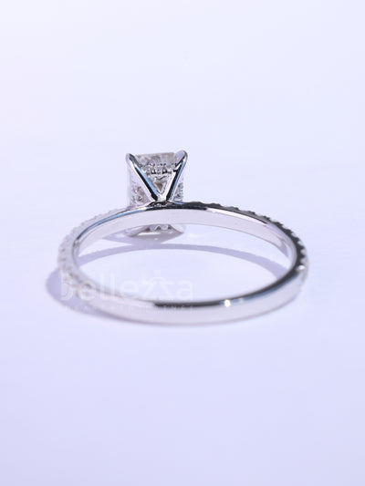 1.0CT Emerald Cut Pave Setting Moissanite Engagement Ring