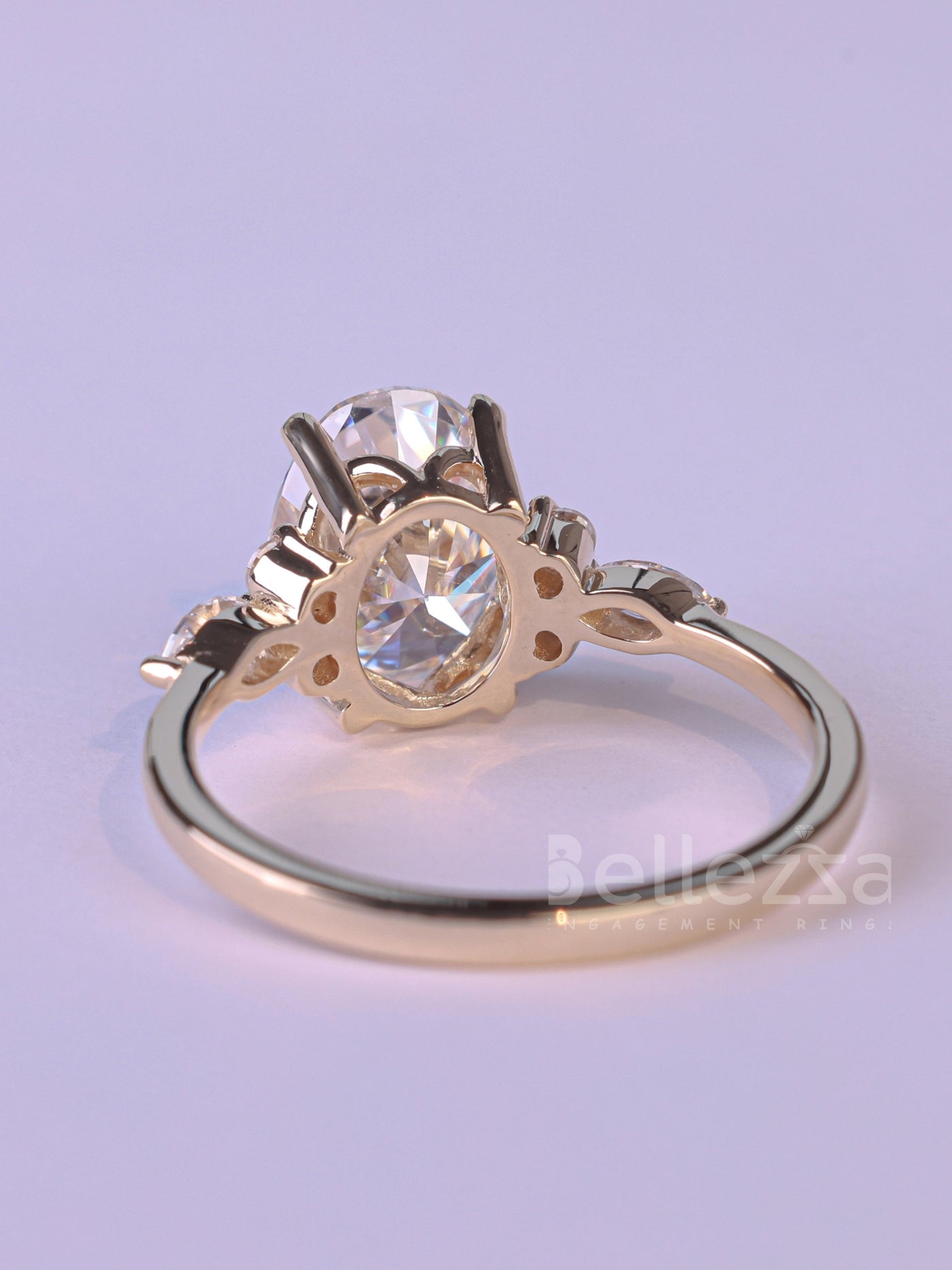 2.0CT Oval Cut Cluster Diamond Moissanite Engagement Ring