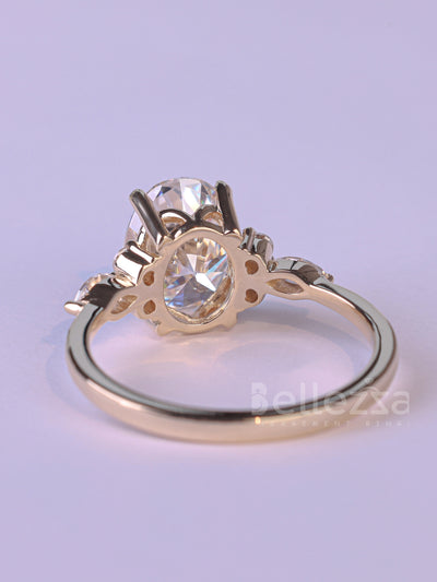 2.0CT Oval Cut Cluster Diamond Moissanite Engagement Ring