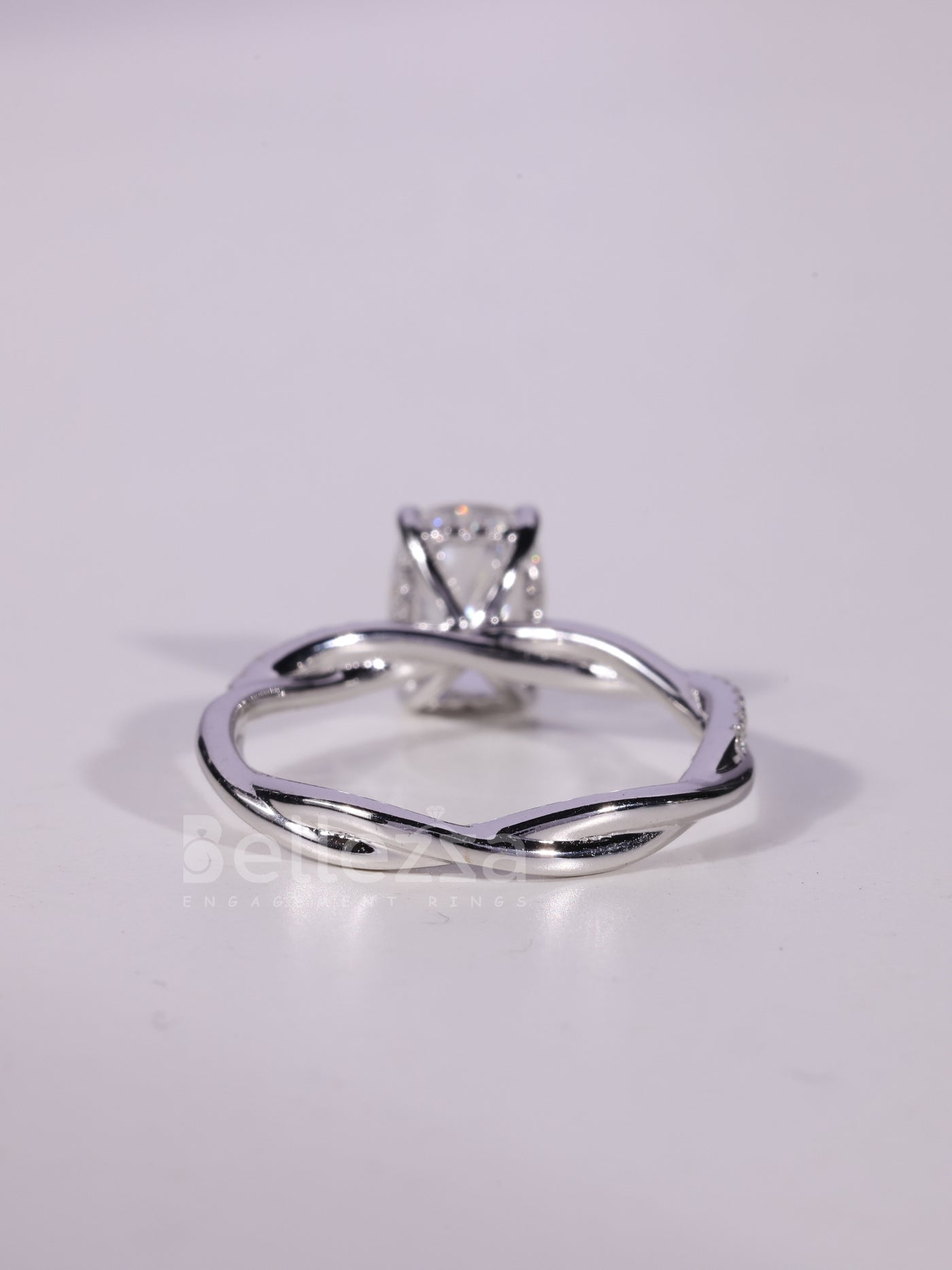 1.50CT-2.50CT Elongated Cushion Cut Twisted Pave Set Engagement Ring