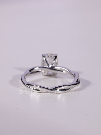 1.50CT-2.50CT Elongated Cushion Cut Twisted Pave Set Engagement Ring