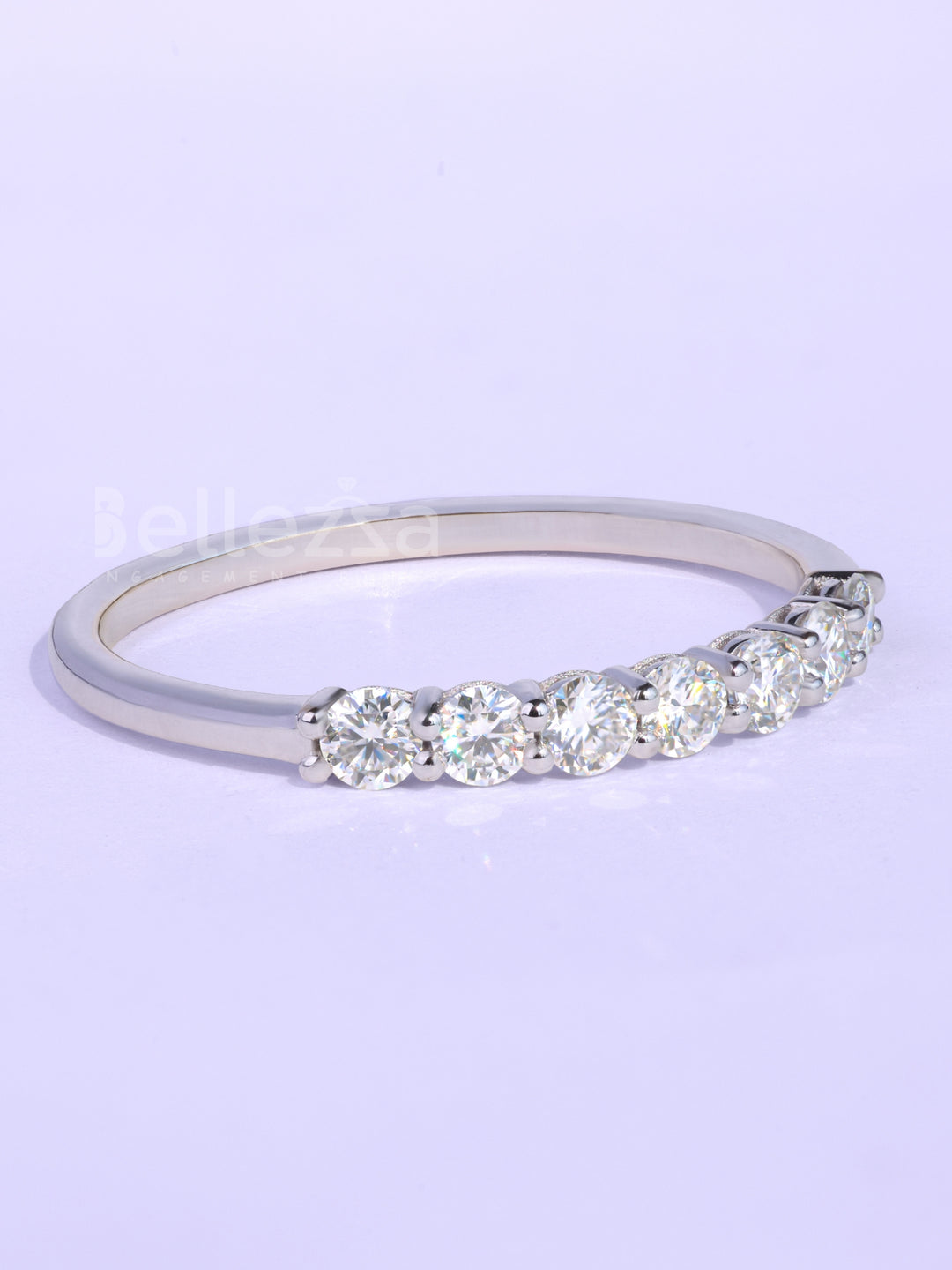 Round Cut Diamond Minimalist Moissanite Wedding Band