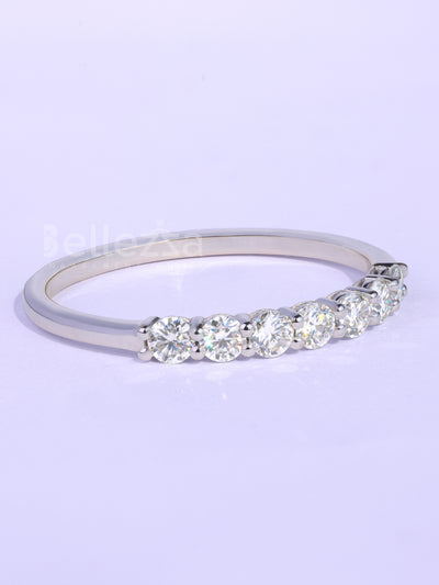 Round Cut Diamond Minimalist Moissanite Wedding Band