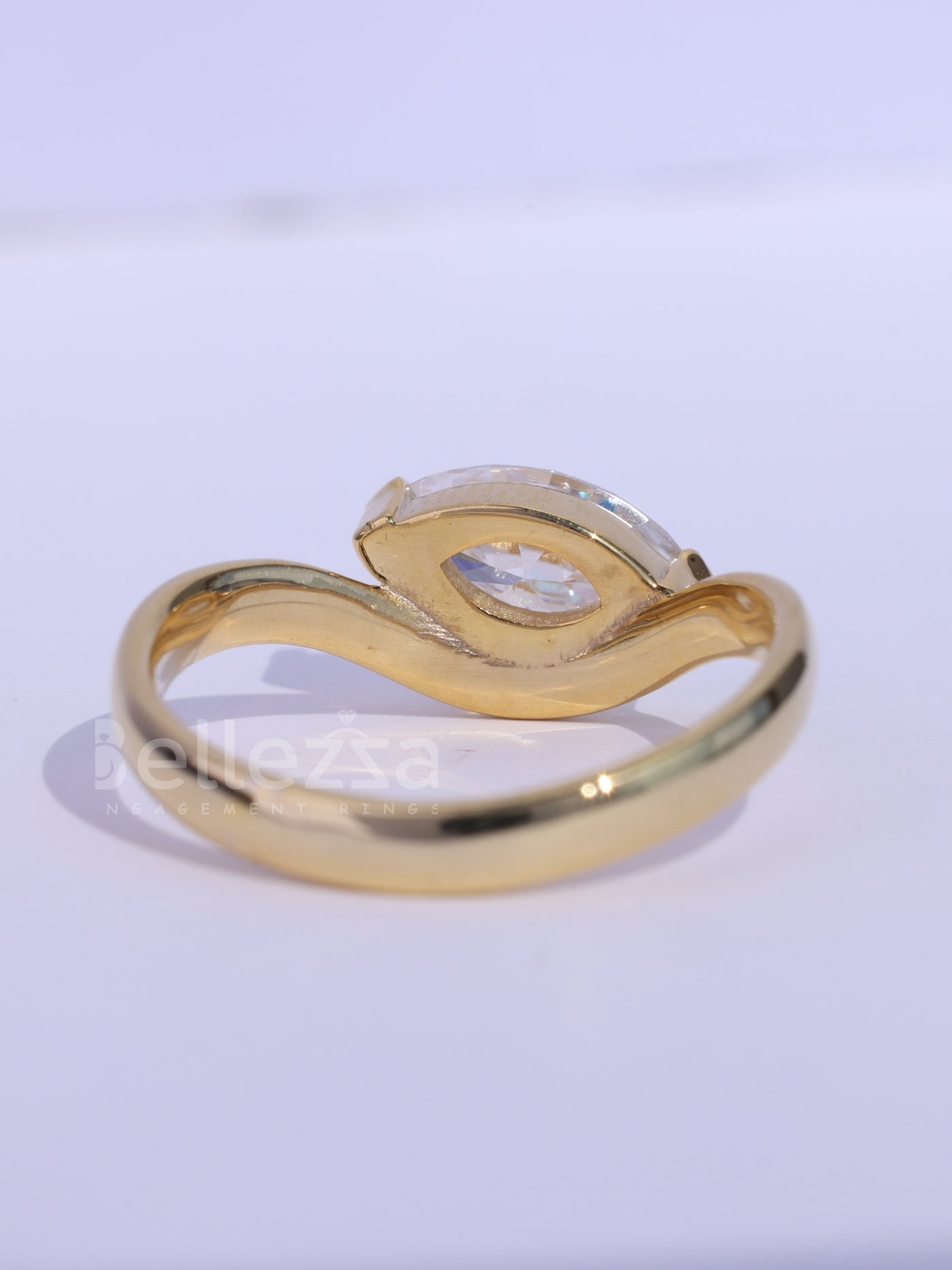 1.0CT Marquise Cut Curved Unique Solitaire Engagement Ring