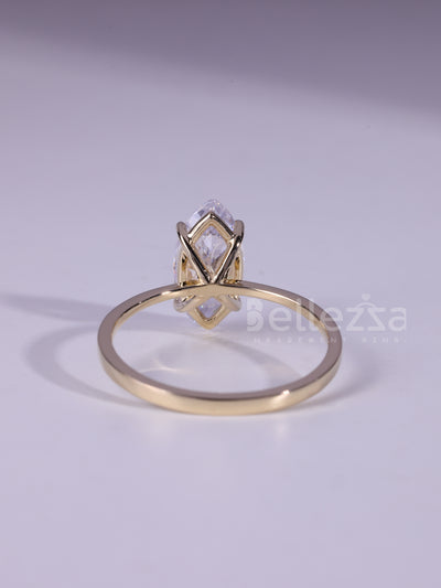 2.0CT Marquise Cut Solitaire Moissanite Engagement Ring