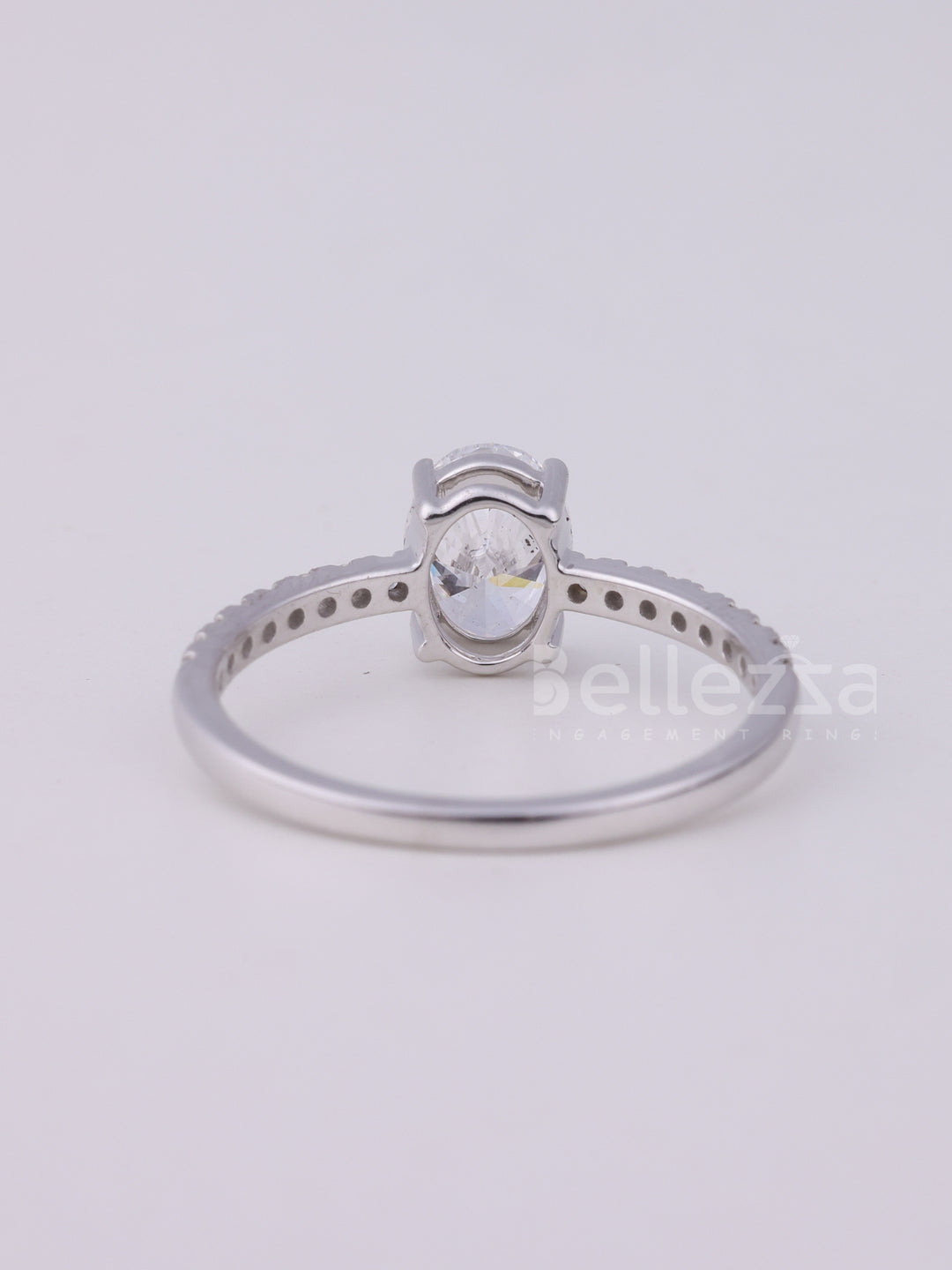 1.0CT Oval Cut Pave Setting Moissanite Engagement Ring