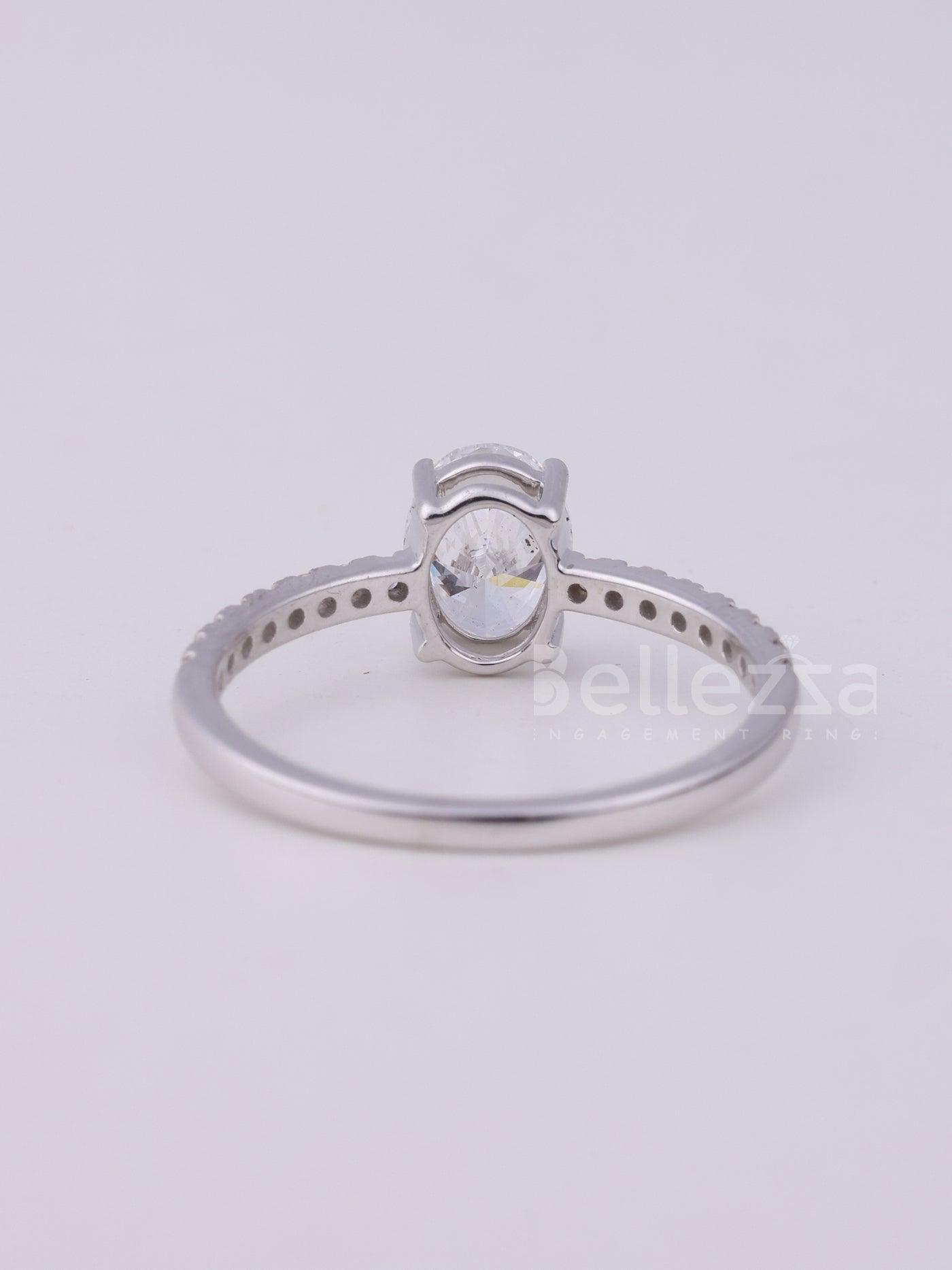 1.0CT Oval Cut Pave Setting Moissanite Engagement Ring