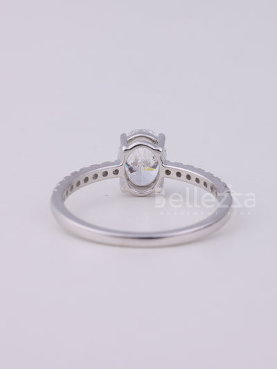 1.0CT Oval Cut Pave Setting Moissanite Engagement Ring