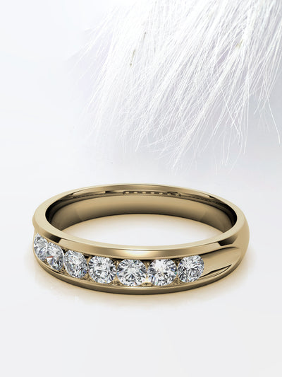 Round Cut Channel Moissanite Men's Diamond Wedding Band  For Woman