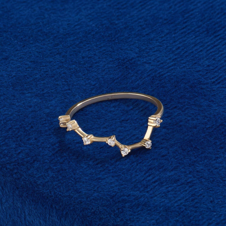 Moissanite Diamond Constellation Ring for Women 14k Solid Gold