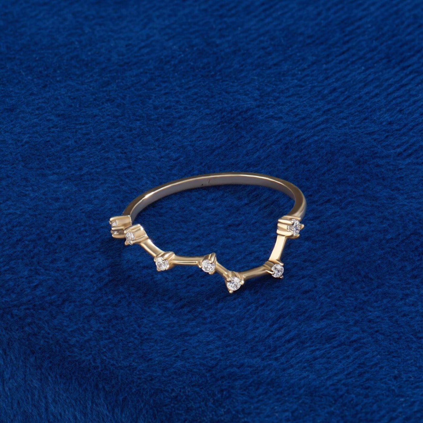 Moissanite Diamond Constellation Ring for Women 14k Solid Gold