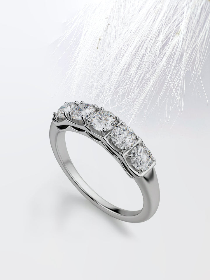 Round Cut Five Stone Wedding Band For Women