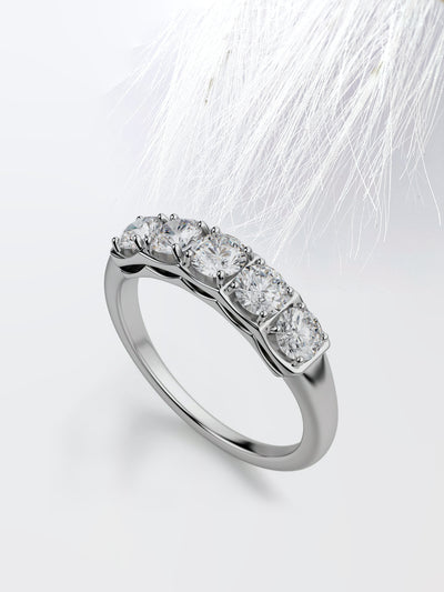 Round Cut Five Stone Wedding Band For Women