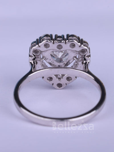 2.0CT Heart Cut Halo Setting Moissanite Engagement Ring