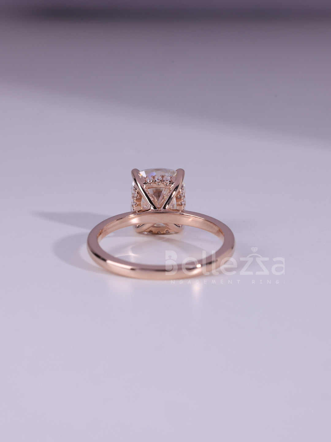 1.0CT Cushion Cut Diamond Hidden Halo Moissanite Engagement Ring