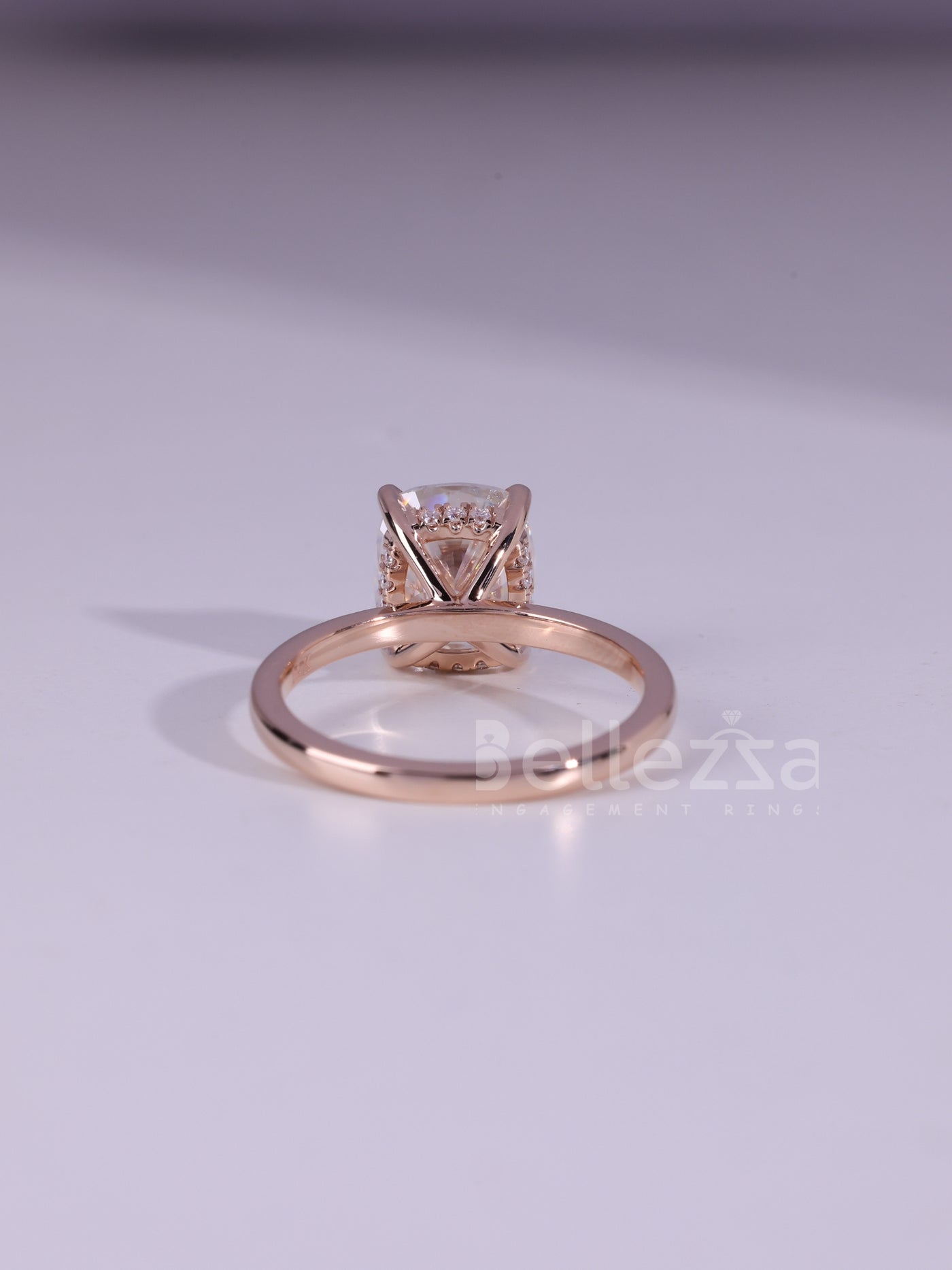 1.0CT Cushion Cut Diamond Hidden Halo Moissanite Engagement Ring