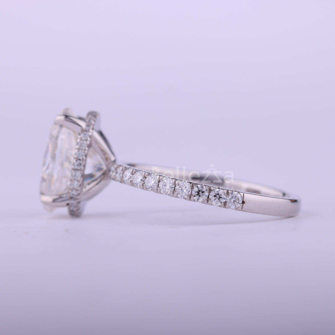 2.0CT Oval Cut Hidden Halo Moissanite Engagement Ring