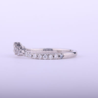 Round Cut Curved Moissanite Wedding Band For Her