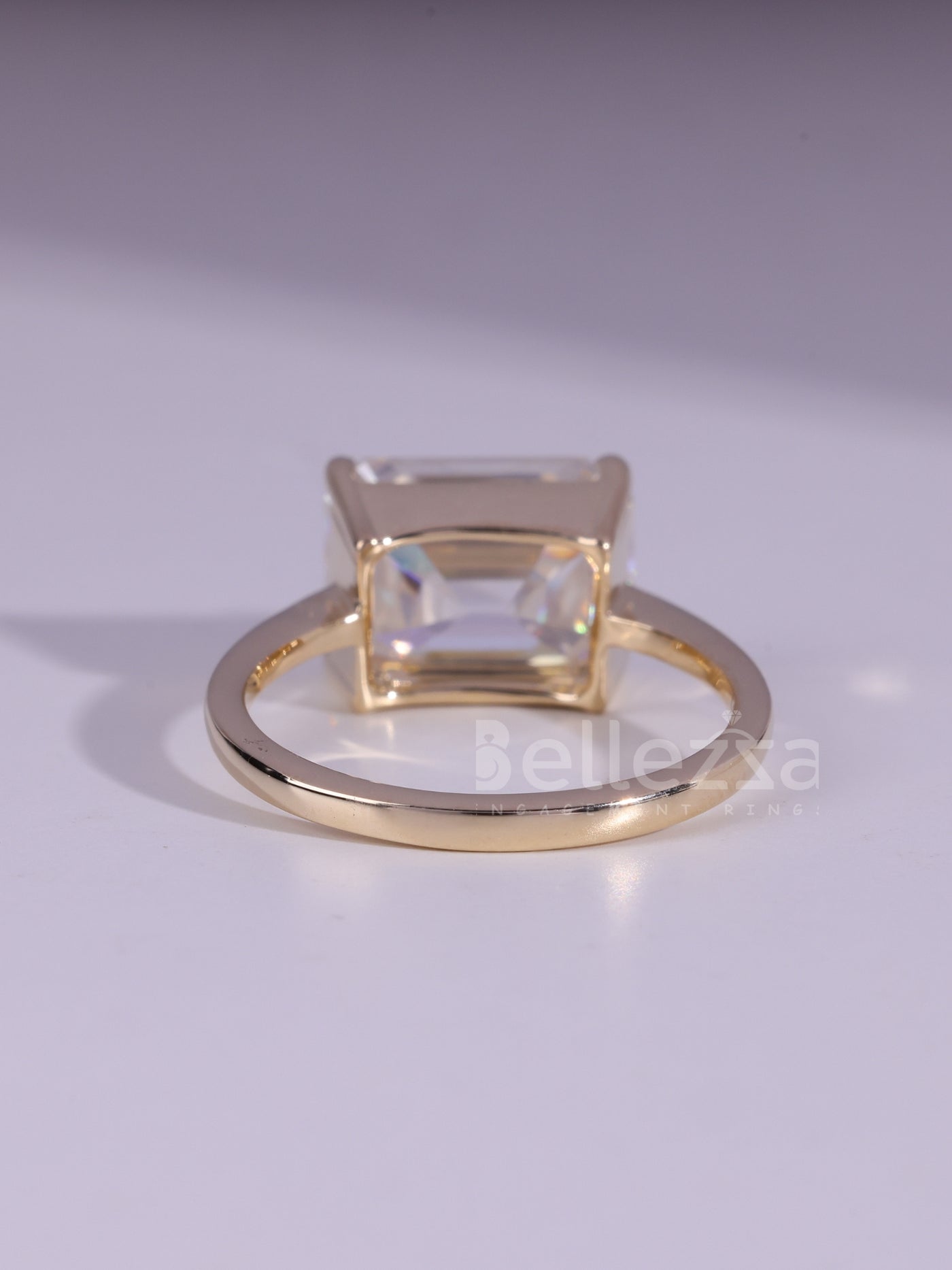 3.0CT East West Emerald Cut Solitaire Engagement Ring