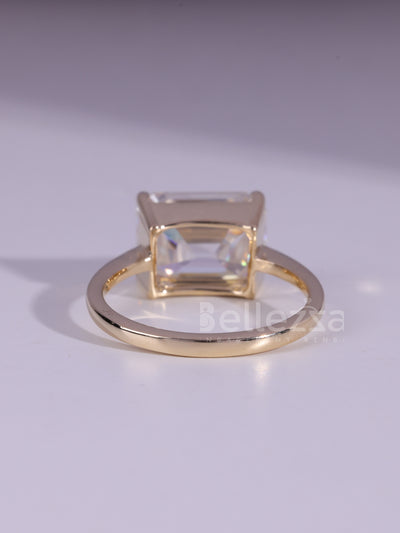 3.0CT East West Emerald Cut Solitaire Engagement Ring