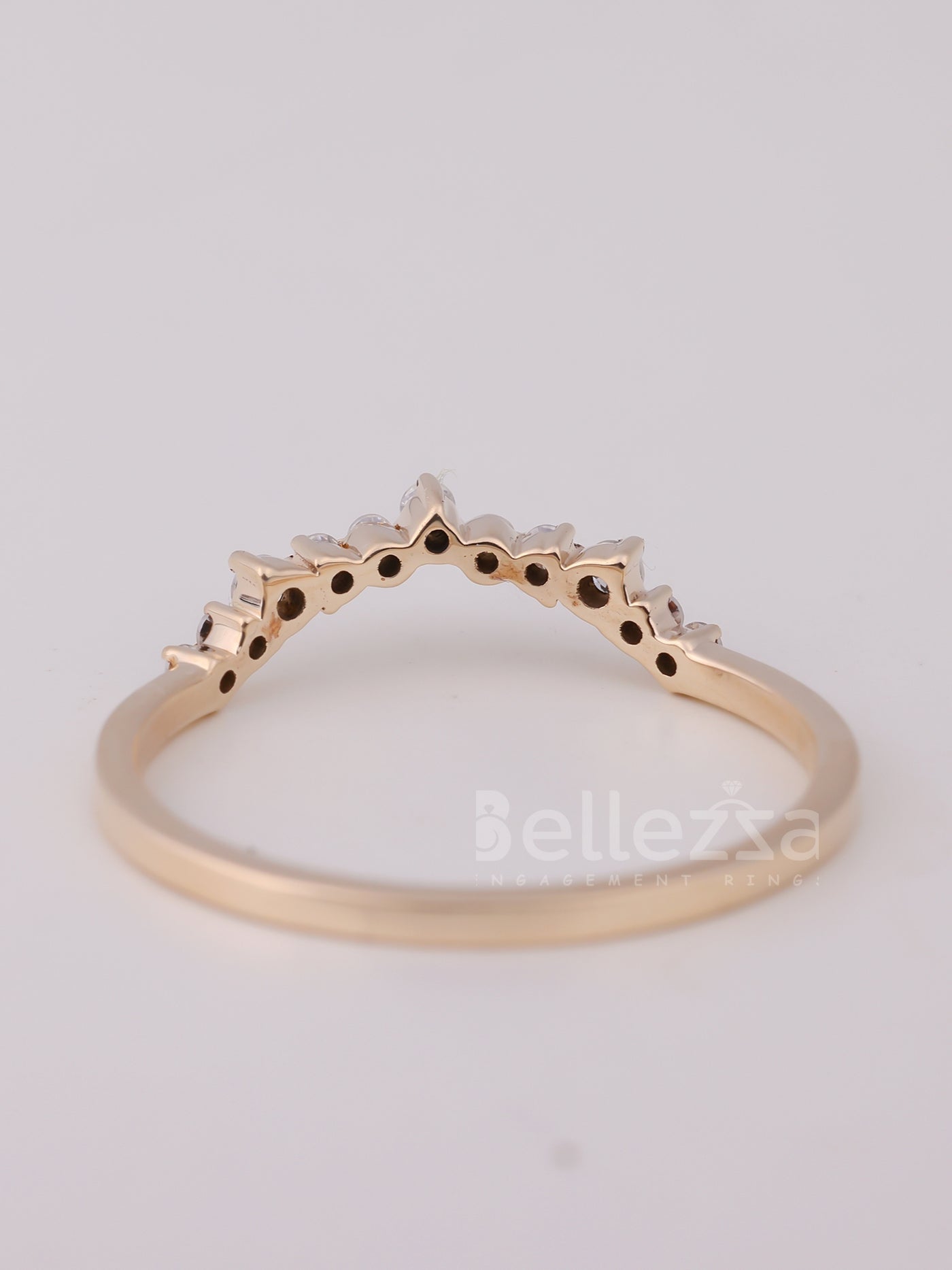 Round Cut Curved Moissanite Wedding Band For Her