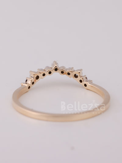 Round Cut Curved Moissanite Wedding Band For Her