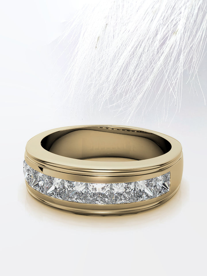 Princess Cut Channel Moissanite Men's Diamond Wedding Band