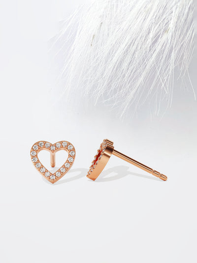 Round Cut Heart-Shaped Moissanite Stud Diamond Earrings For Women