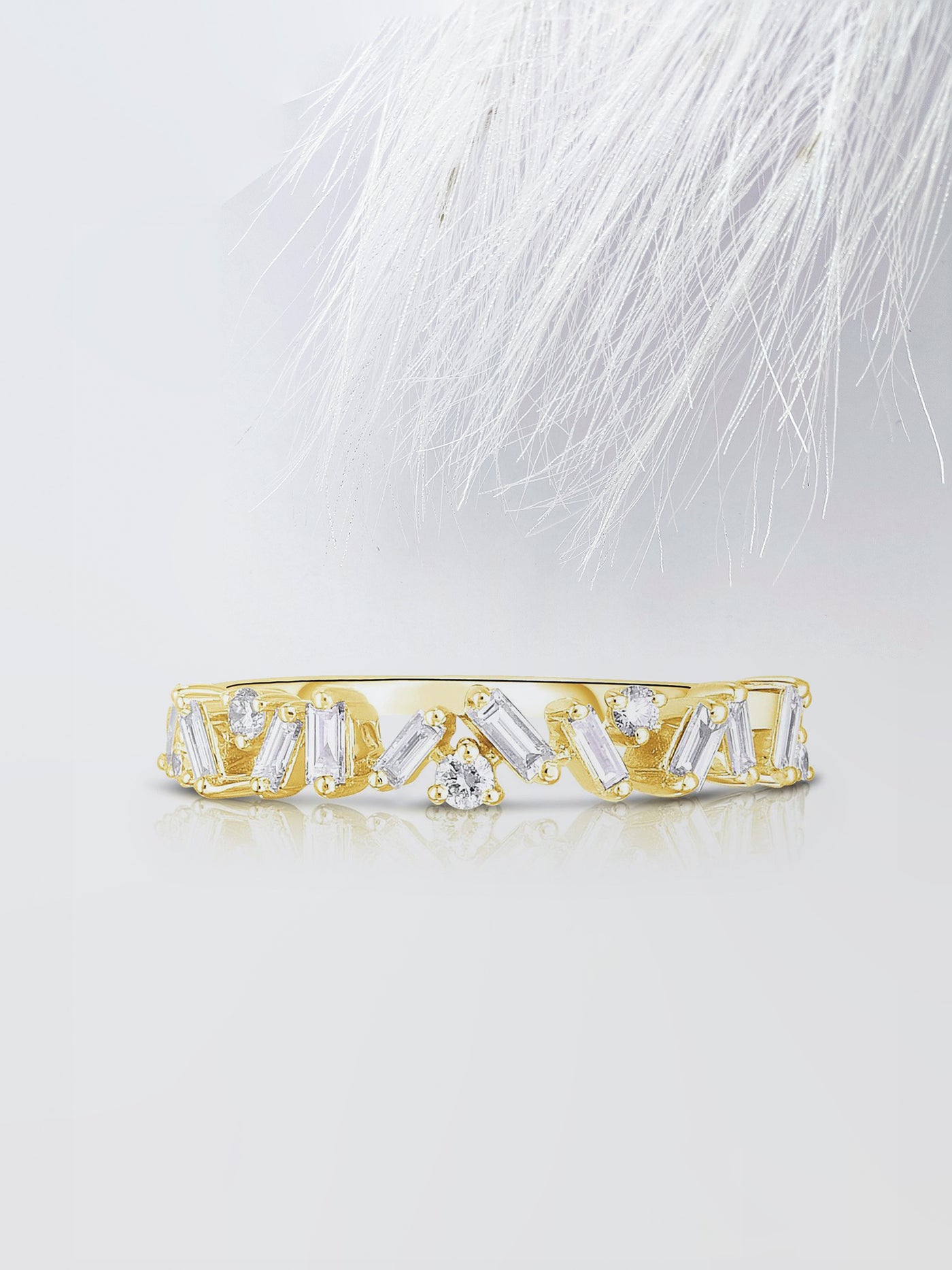 Round & Baguette Cut Cluster Diamond Wedding Band For Women