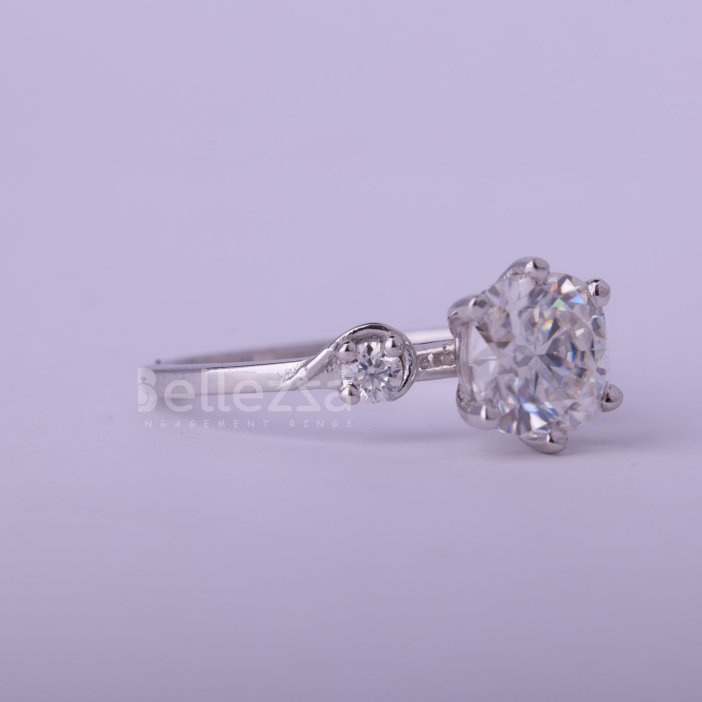 1.50CT Cushion Cut Unique Three Stone Moissanite Engagement Ring