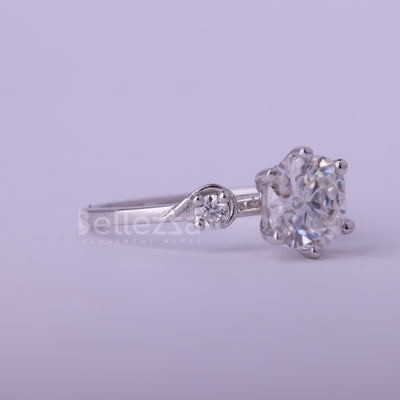 1.50CT Cushion Cut Unique Three Stone Moissanite Engagement Ring