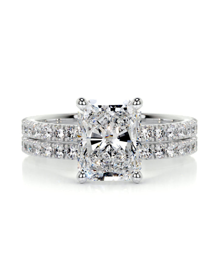 1.50 CT Radiant Solitaire & Pave F-VS Loose Diamond Bridal Set