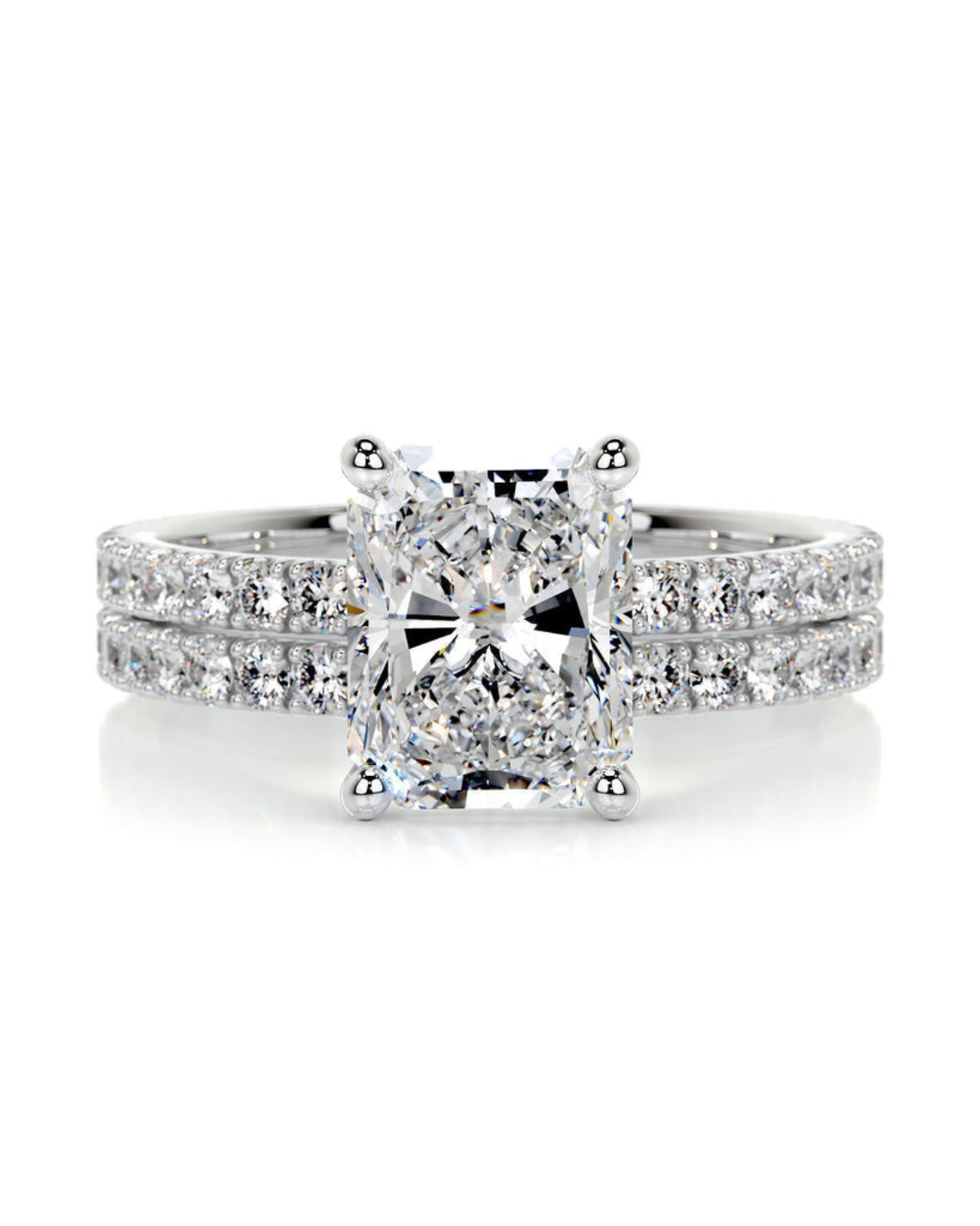 1.50 CT Radiant Solitaire & Pave F-VS Loose Diamond Bridal Set