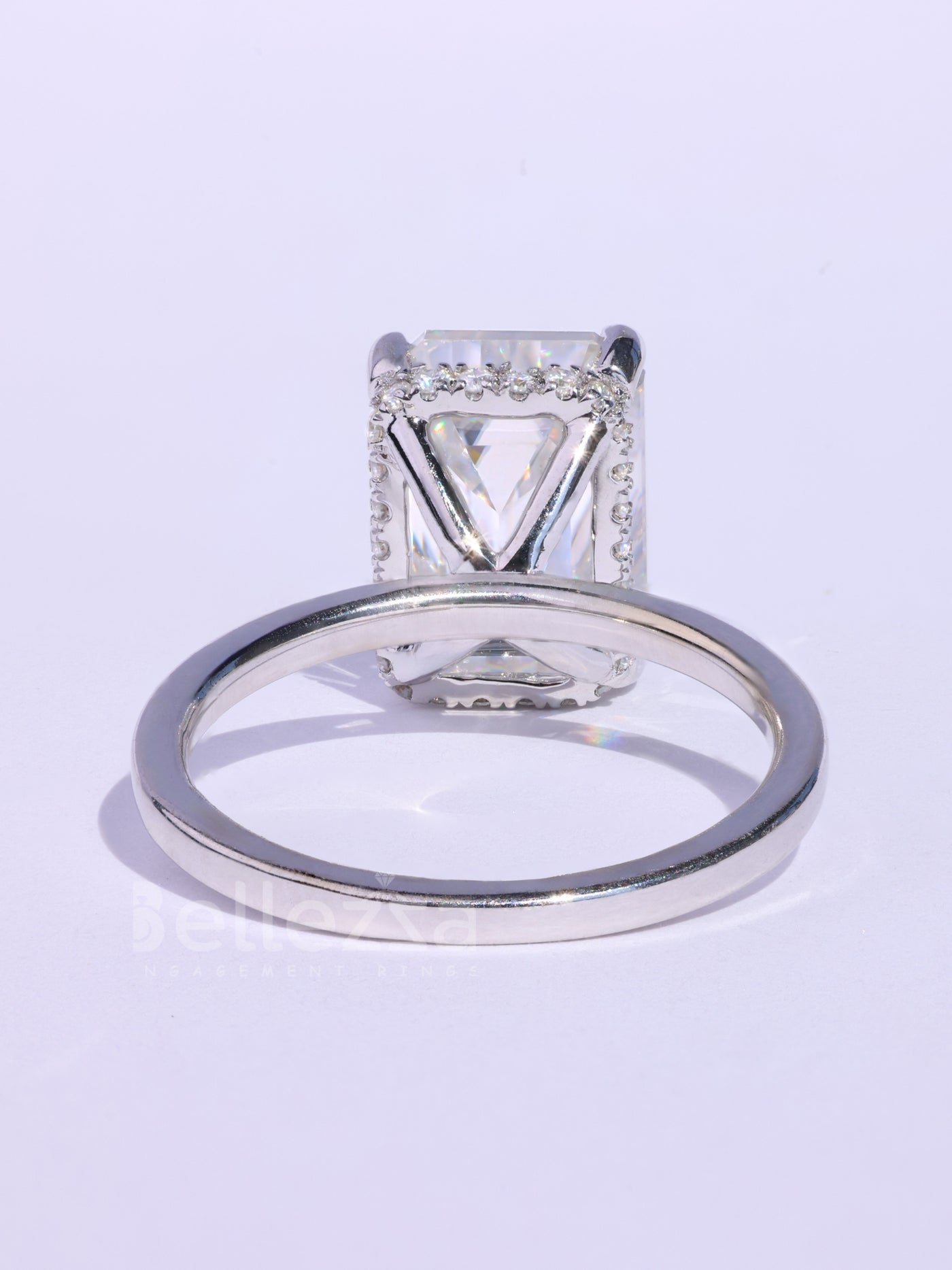 1.50CT Emerald Cut Hidden Halo Moissanite Engagement RIng