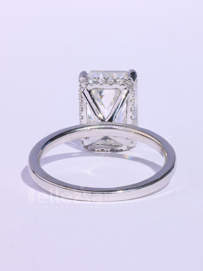 1.50CT Emerald Cut Hidden Halo Moissanite Engagement RIng