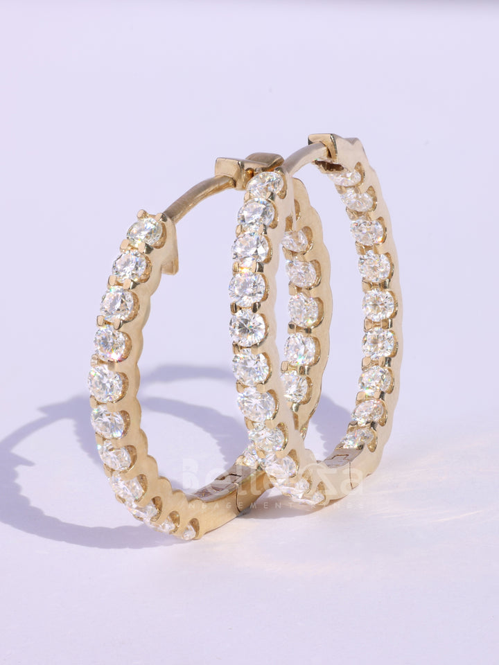 1.20TCW Round Diamond Party Wear Moissanite Hoops Earrings