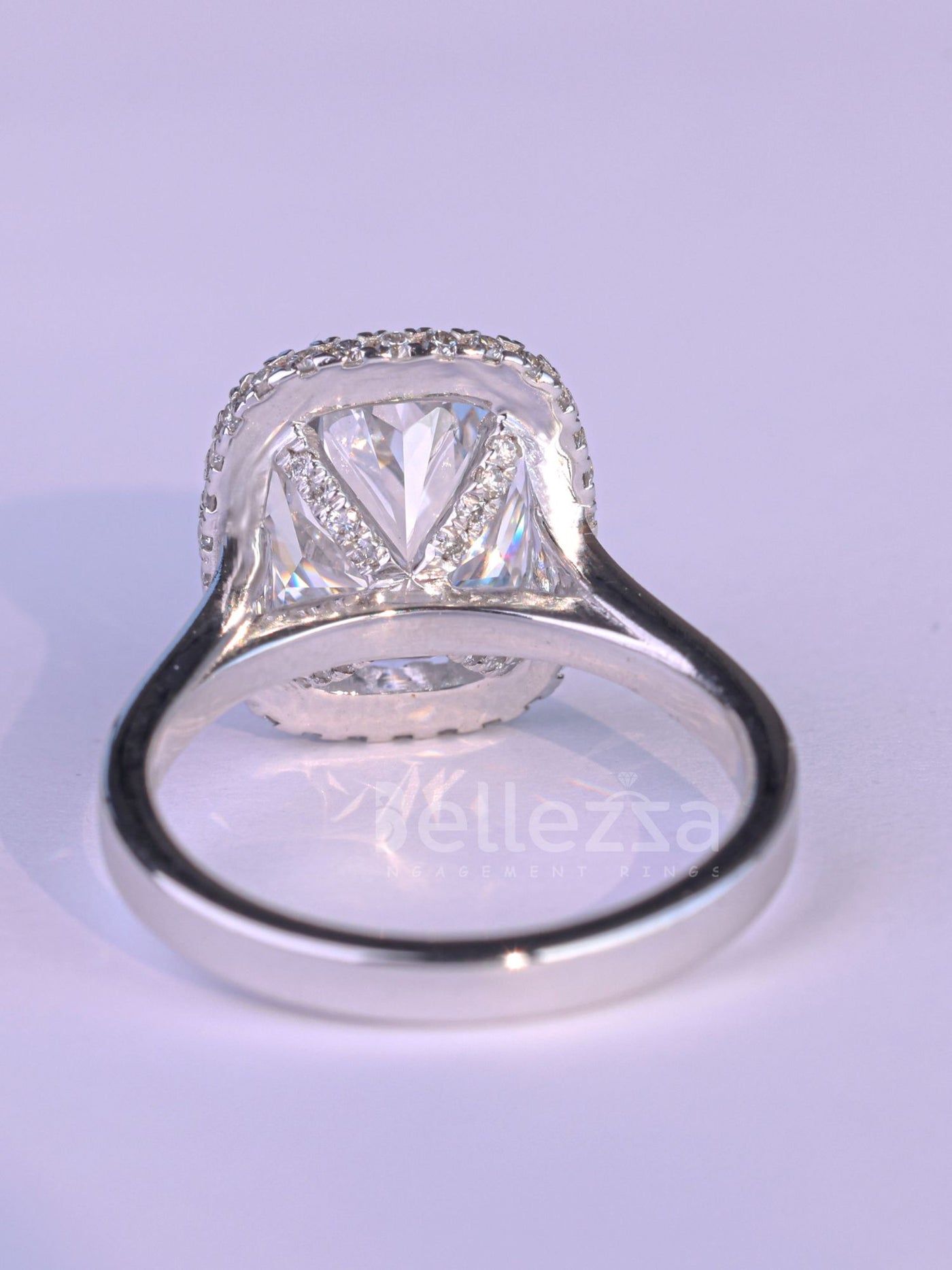 2.0CT Elongated Cushion Cut Halo Set Engagement Ring