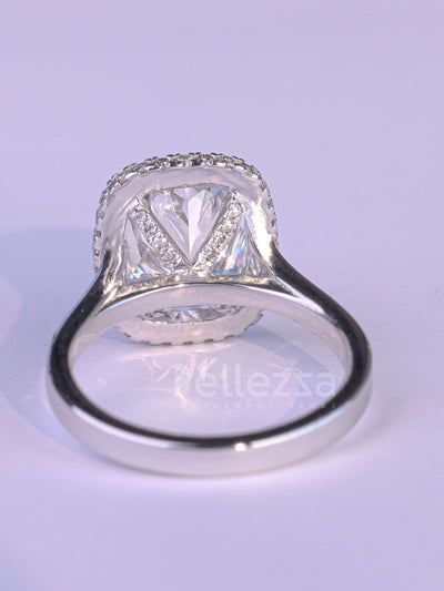 2.0CT Elongated Cushion Cut Halo Set Engagement Ring