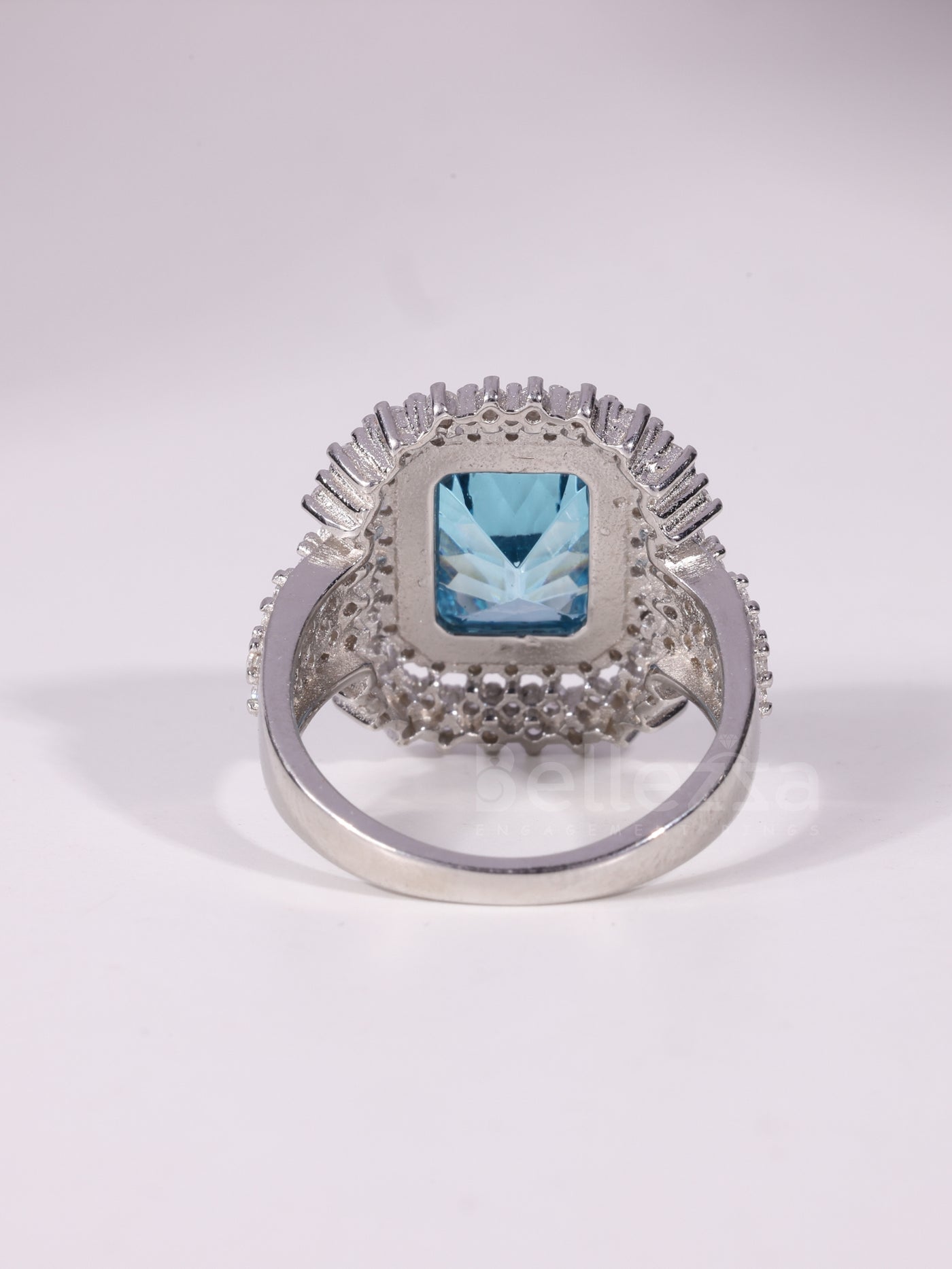 1.50CT-3.50CT Emerald Cut Blue Stone Cluster Engagement Ring