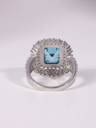 1.50CT-3.50CT Emerald Cut Blue Stone Cluster Engagement Ring