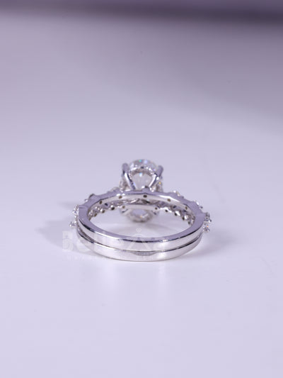 1.50CT Oval Cut Pave Setting Moissanite Bridal Ring Set