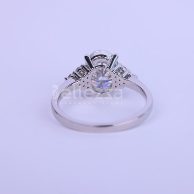 1.0CT Oval Cut Cluster Diamond Moissanite Engagement Ring