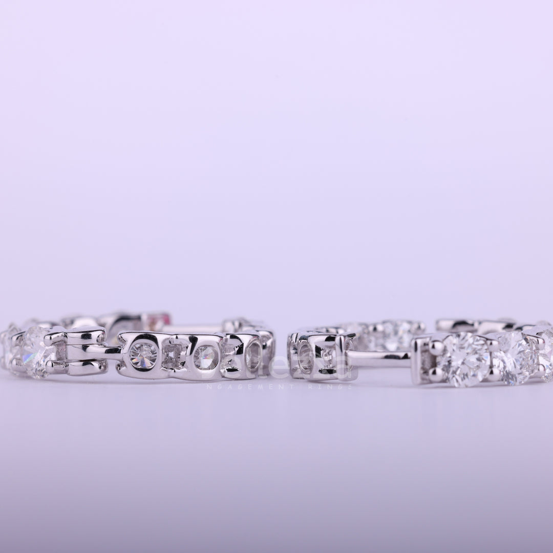 Round Cut Inside-Outside Diamond Moissanite Hoop Earrings