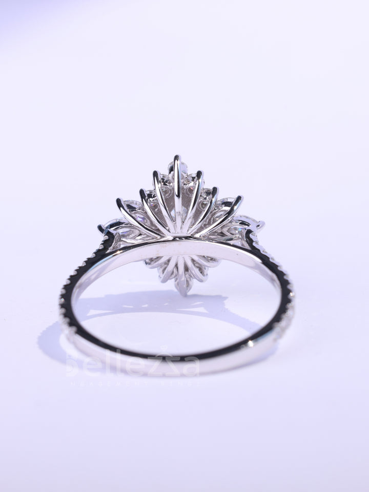 1.0CT-2.0CT Marquise cut Cluster Diamond Moissanite Engagement Ring