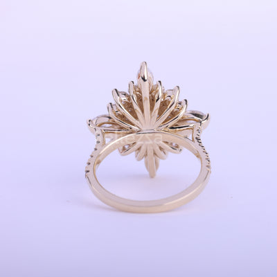 1.0CT Oval Cut Halo Cluster Diamond Moissanite Engagement Ring