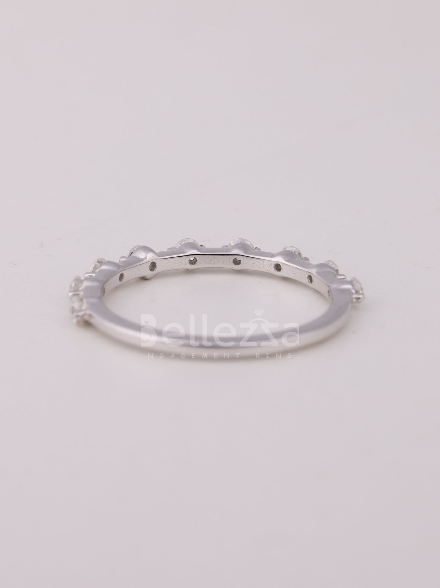 Round Cut Petite Pave Setting Moissanite Wedding Band