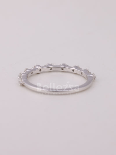 Round Cut Petite Pave Setting Moissanite Wedding Band