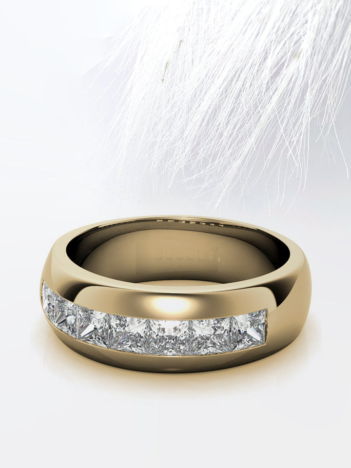 Princess Cut Channel Moissanite Men's Diamond Wedding Band