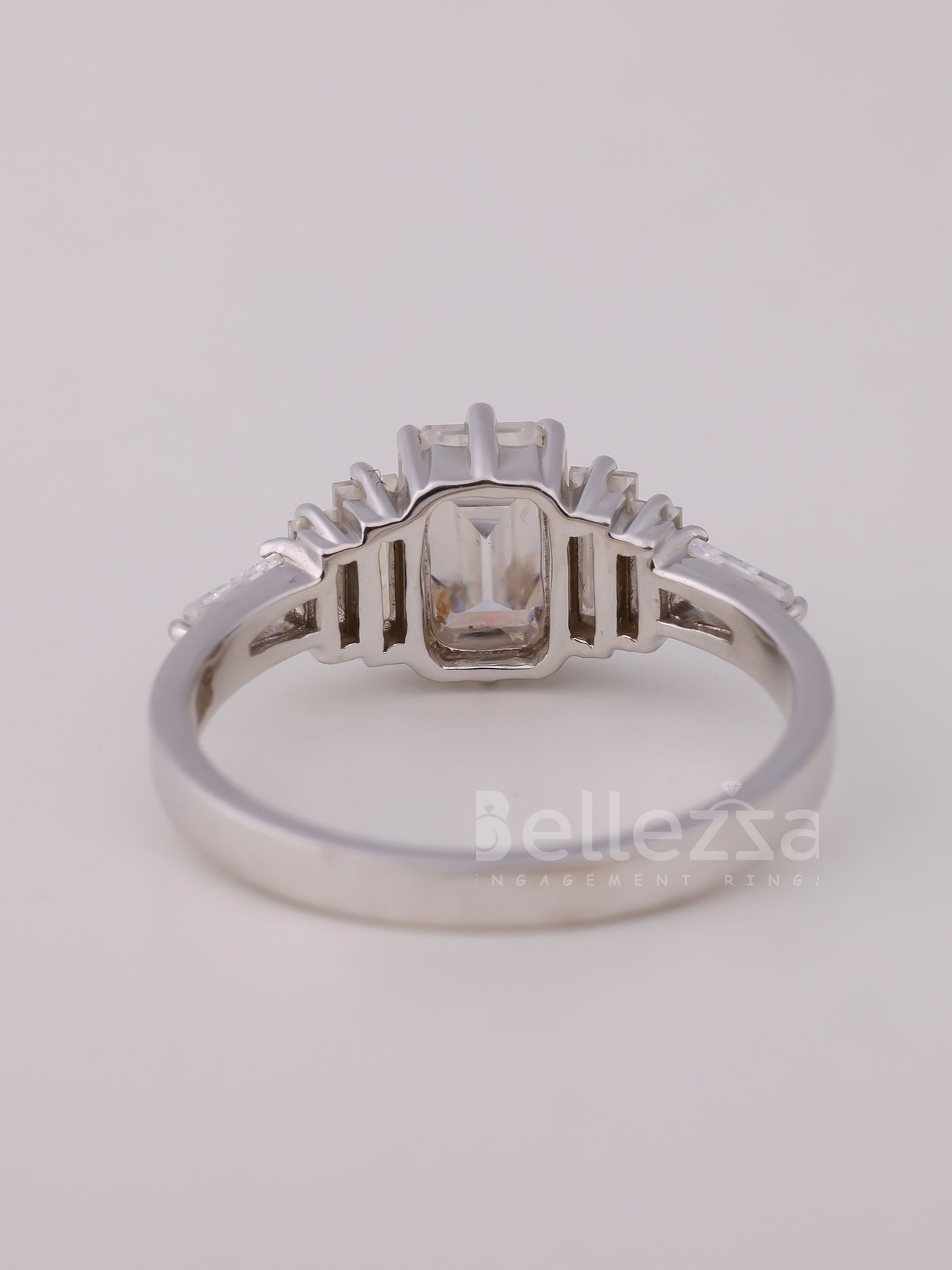 1.0CT Emerald Cut Cluster Diamond Moissanite Engagement Ring