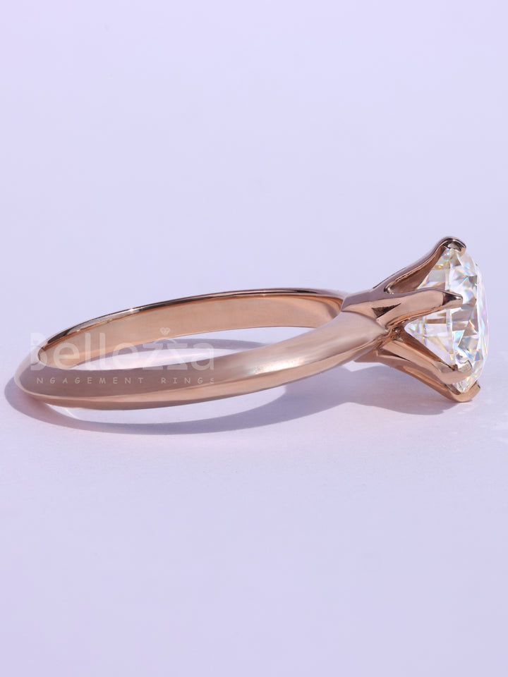 1.0CT Round Cut Diamond Knife Edge Solitaire Engagement Ring